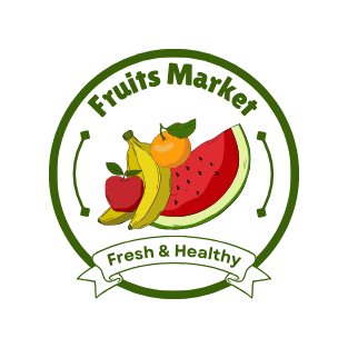 Green and Red Modern Fruits Market Logo